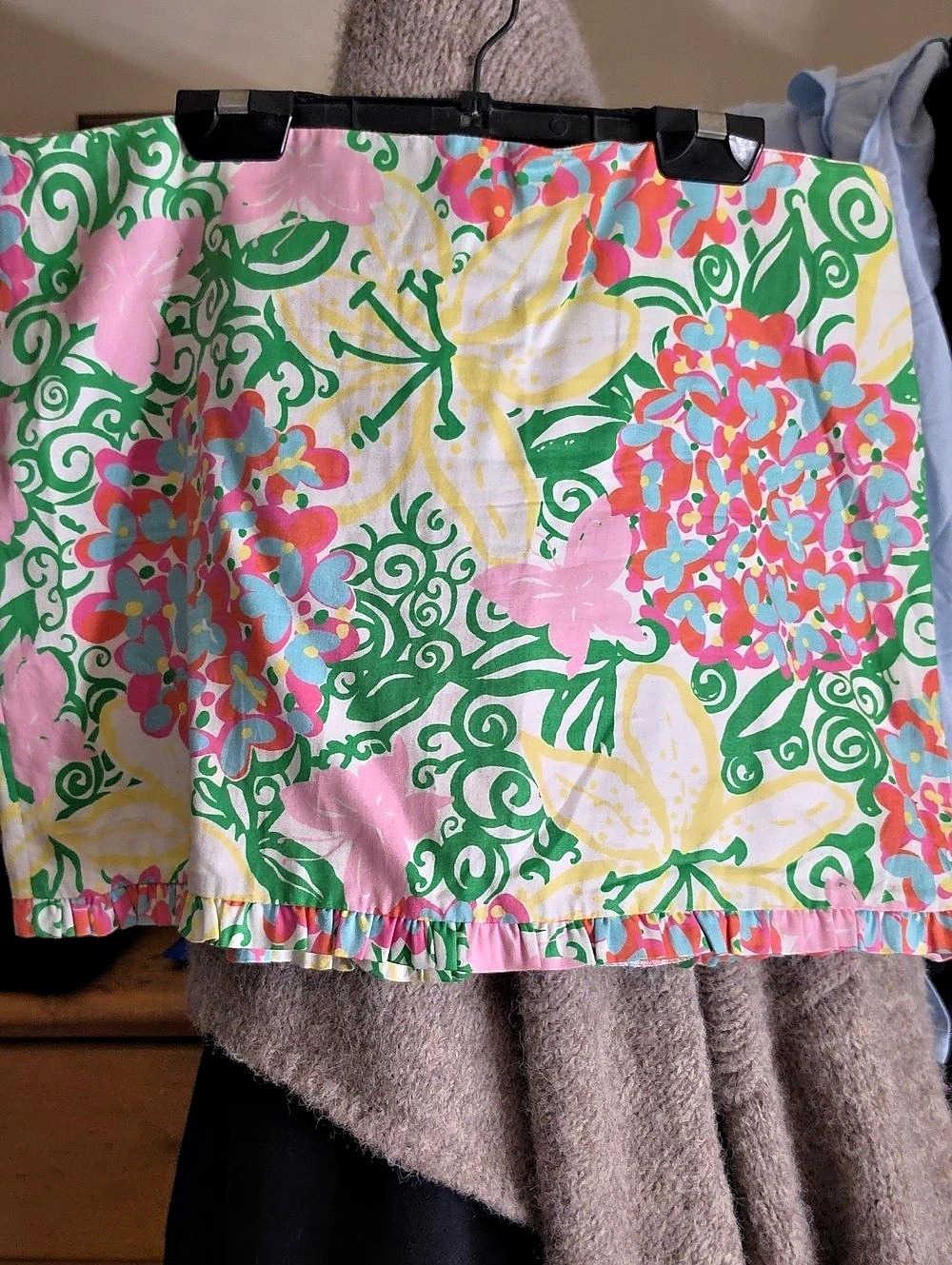 Lilly Pulitzer Butterfly Print Ruffle Hem Mini Skirt Floral Ruffle Skort Pink &
